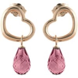 Garnet Marissa Heart Stud Drop Earrings in 9ct Rose Gold