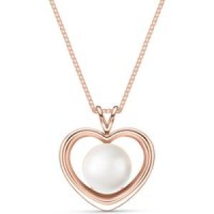 Pearl Cassandra Heart Framed Pendant Necklace in 9ct Rose Gold