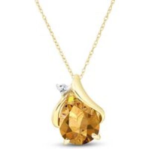 Citrine & Diamond Bethany Encased Pendant Necklace in 9ct Gold
