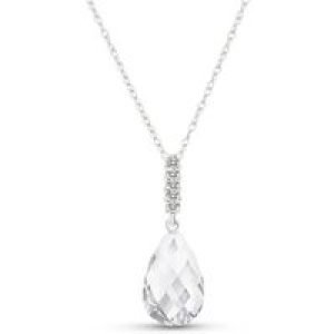 White Topaz & Diamond Avery Embellished Drop Pendant Necklace in 9ct White Gold