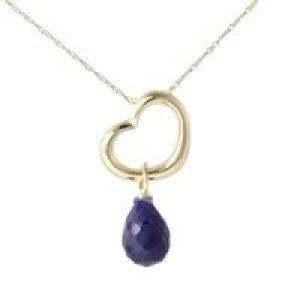Sapphire Marissa Heart Drop Pendant Necklace in 9ct Gold