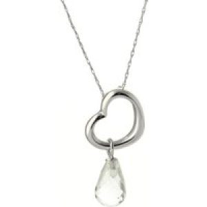 White Topaz Marissa Heart Drop Pendant Necklace in 9ct White Gold