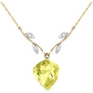 Lemon Quartz & Diamond Salma Dimensional Vine Pendant Necklace in 9ct Gold