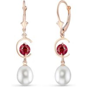 Pearl & Ruby Ayla Belle Drop Earrings in 9ct Rose Gold
