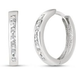 White Topaz Isabel Mosaic Huggie Earrings in 9ct White Gold