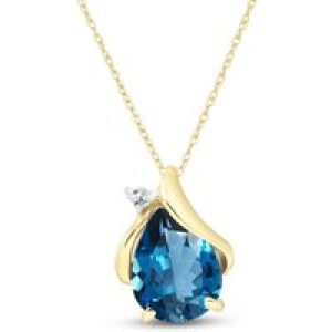 Blue Topaz & Diamond Bethany Encased Pendant Necklace in 9ct Gold