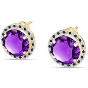 Amethyst & Diamond Octavia Halo Earrings in 9ct Gold