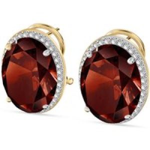 Garnet & Diamond Penelope Halo Stud Earrings in 9ct Gold