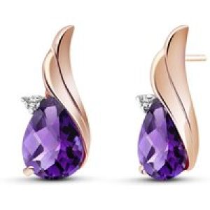 Amethyst & Diamond Veronica Stud Earrings in 9ct Rose Gold