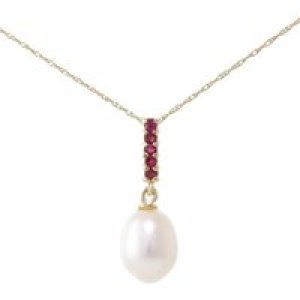 Pearl & Ruby Avery Embellished Drop Pendant Necklace in 9ct Gold