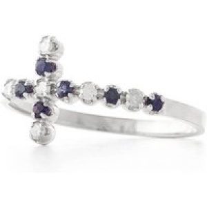 Sapphire & Diamond Minerva Contemporary Cross Ring in 9ct White Gold
