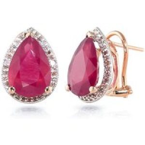 Ruby & Diamond Cerise Halo Stud Earrings in 9ct Rose Gold