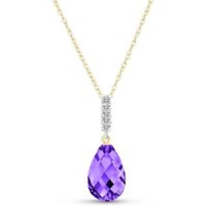 Amethyst & Diamond Avery Embellished Drop Pendant Necklace in 9ct Gold