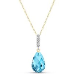 Blue Topaz & Diamond Avery Embellished Drop Pendant Necklace in 9ct Gold