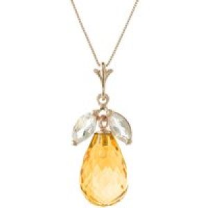 Citrine & White Topaz Claudia Petal Drop Pendant Necklace in 9ct Rose Gold