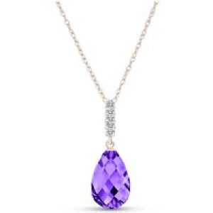 Amethyst & Diamond Avery Embellished Drop Pendant Necklace in 9ct Rose Gold