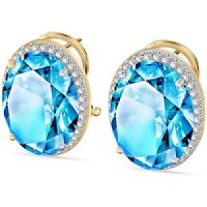 Blue Topaz & Diamond Penelope Halo Stud Earrings in 9ct Gold