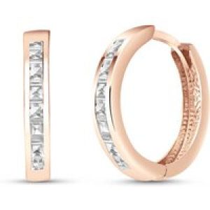 White Topaz Isabel Mosaic Huggie Earrings in 9ct Rose Gold