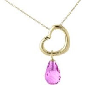Pink Topaz Marissa Heart Drop Pendant Necklace in 9ct Gold