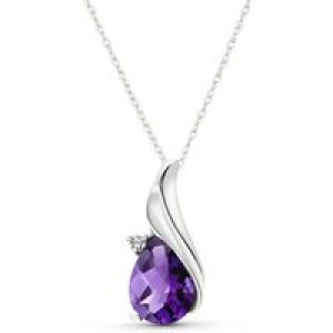 Amethyst & Diamond Veronica Pendant Necklace in 9ct White Gold