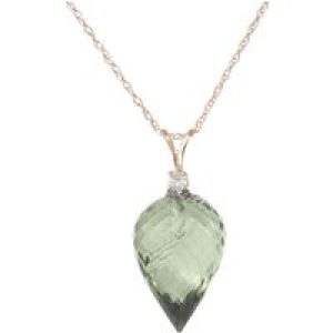 Green Amethyst & Diamond Gwen Dimensional Pendant Necklace in 9ct Rose Gold