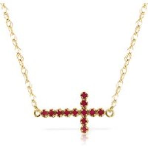 Ruby Minerva Contemporary Cross Pendant Necklace in 9ct Gold