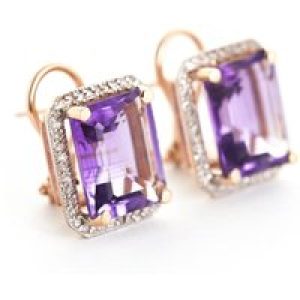 Amethyst & Diamond Lydia Halo Stud Earrings in 9ct Rose Gold