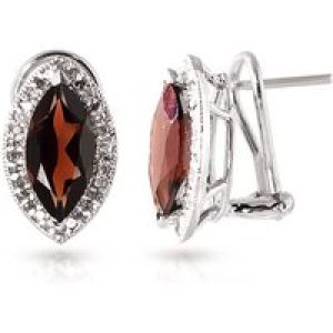 Garnet & Diamond Ivanna Halo Stud Earrings in 9ct White Gold
