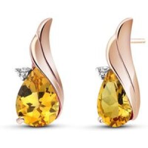 Citrine & Diamond Veronica Stud Earrings in 9ct Rose Gold