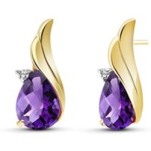 Amethyst & Diamond Veronica Stud Earrings in 9ct Gold