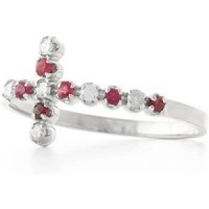 Ruby & Diamond Minerva Contemporary Cross Ring in 18ct White Gold