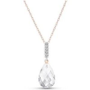 White Topaz & Diamond Avery Embellished Drop Pendant Necklace in 9ct Rose Gold