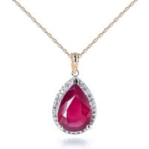 Ruby & Diamond Cerise Prominent Halo Pendant Necklace in 9ct Rose Gold