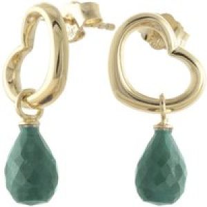 Emerald Marissa Heart Stud Drop Earrings in 9ct Gold