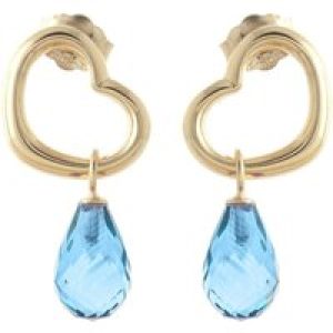 Blue Topaz Marissa Heart Stud Drop Earrings in 9ct Gold