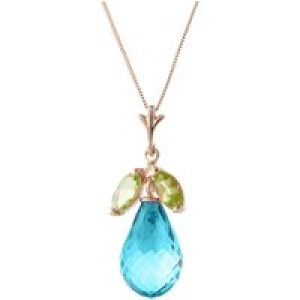 Blue Topaz & Peridot Claudia Petal Drop Pendant Necklace in 9ct Rose Gold