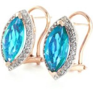 Blue Topaz & Diamond Ivanna Halo Stud Earrings in 9ct Rose Gold