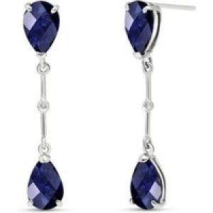 Sapphire & Diamond Drop Earrings in 9ct White Gold