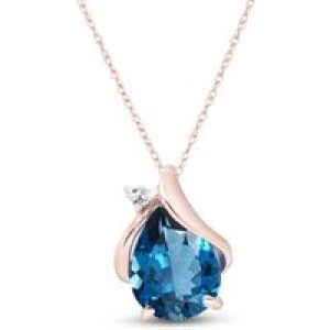 Blue Topaz & Diamond Bethany Encased Pendant Necklace in 9ct Rose Gold