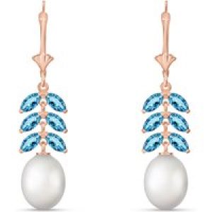 Pearl & Blue Topaz Fiora Vine Drop Earrings in 9ct Rose Gold