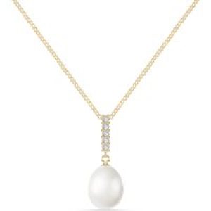 Pearl & Diamond Chelsea Embellished Drop Pendant Necklace in 9ct Gold