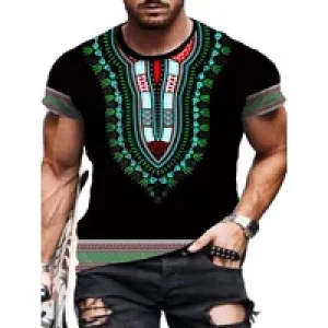 Casual Men’s T-Shirts African Ethnic Culture Tee Shirts Oversized Short Sleeve Tops Tees Vintage For Mens T-Shirts