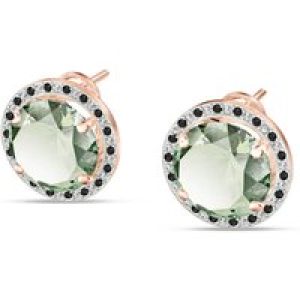 Green Amethyst & Diamond Octavia Halo Earrings in 9ct Rose Gold