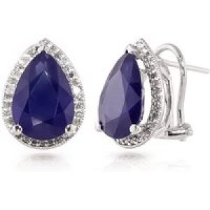 Sapphire & Diamond Cerise Halo Stud Earrings in 9ct White Gold