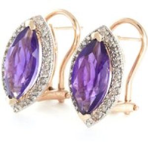 Amethyst & Diamond Ivanna Halo Stud Earrings in 9ct Rose Gold