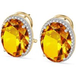 Citrine & Diamond Penelope Halo Stud Earrings in 9ct Gold