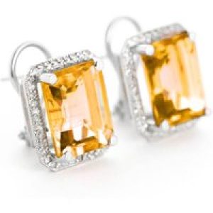 Citrine & Diamond Lydia Halo Stud Earrings in 9ct White Gold
