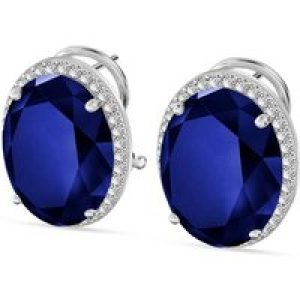 Sapphire & Diamond Eve Halo Stud Earrings in 9ct White Gold