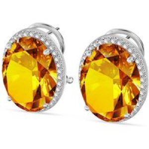 Citrine & Diamond Penelope Halo Stud Earrings in 9ct White Gold