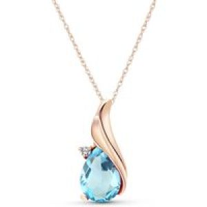 Blue Topaz & Diamond Veronica Pendant Necklace in 9ct Rose Gold